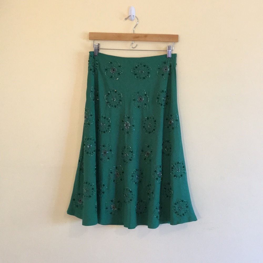 Floral Beaded Flared Skirt